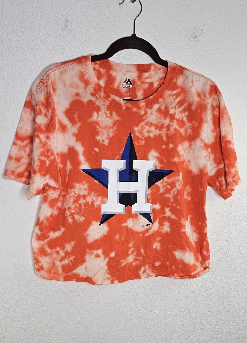 Houston Astros Tie Die Cropped Upcycle Tshirt Top Large